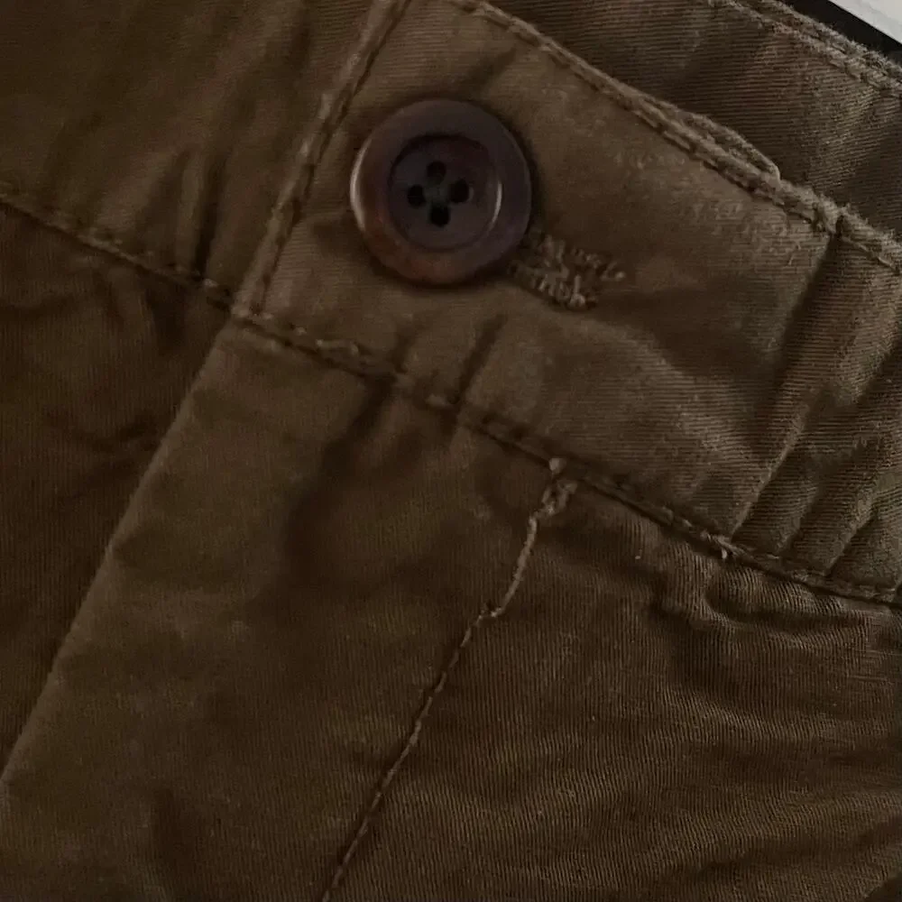 Zara Mens 36 Chino Pants Brown Mid Rise Regular Cotton Linen Casual Minimalist